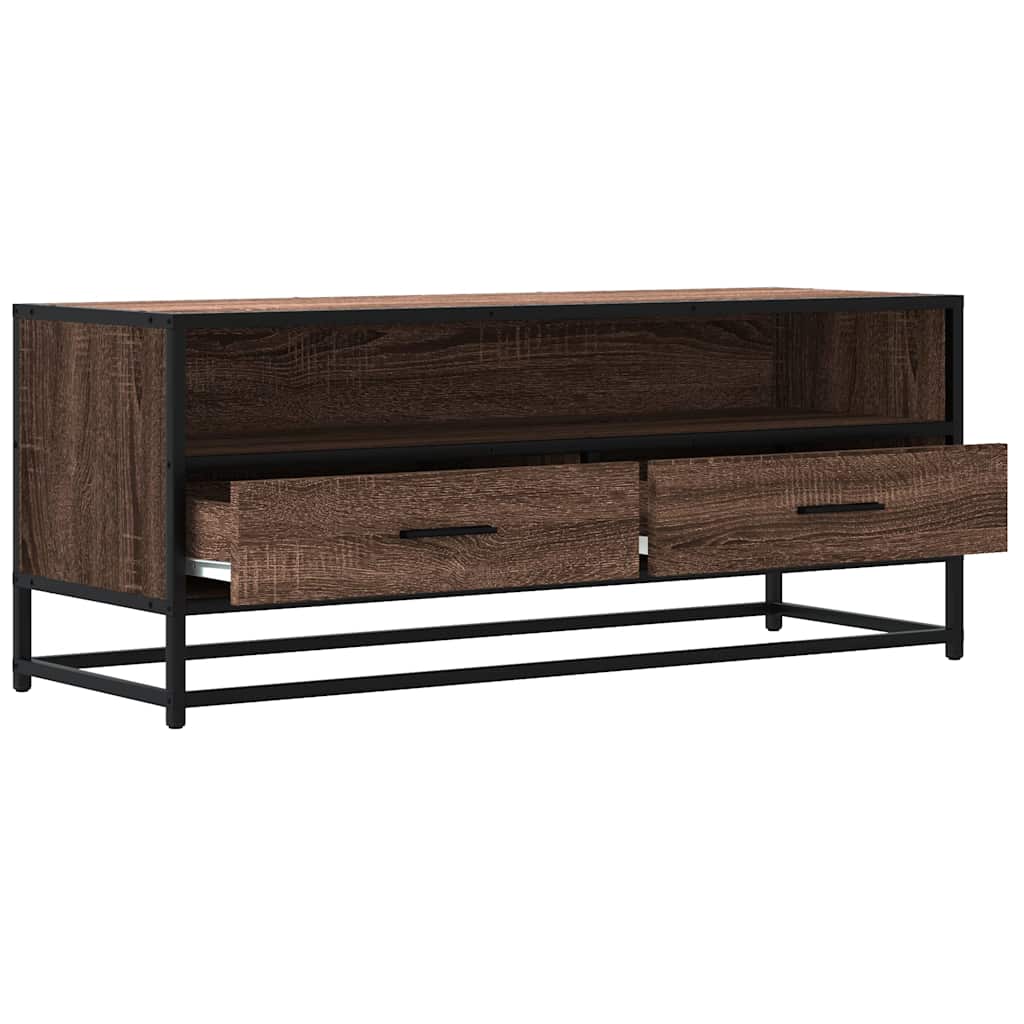 vidaXL TV Cabinet Brown Oak 100x34.5x40 cm Engineered Wood and Metal