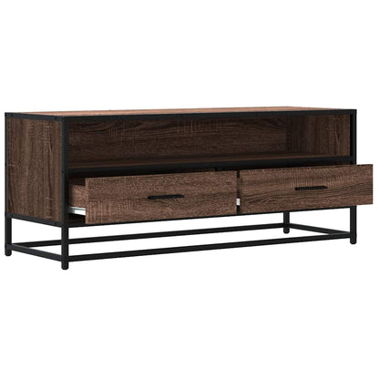 vidaXL TV Cabinet Brown Oak 100x34.5x40 cm Engineered Wood and Metal
