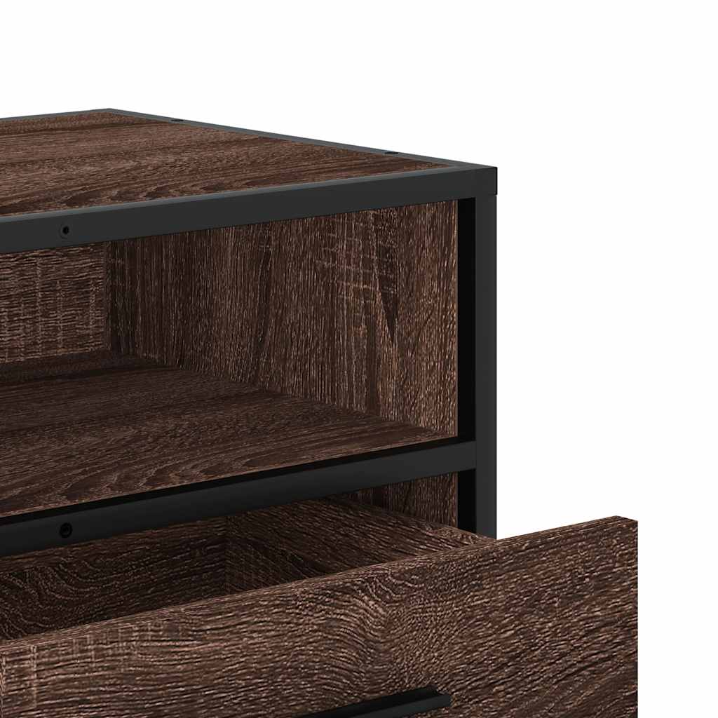 vidaXL TV Cabinet Brown Oak 100x34.5x40 cm Engineered Wood and Metal