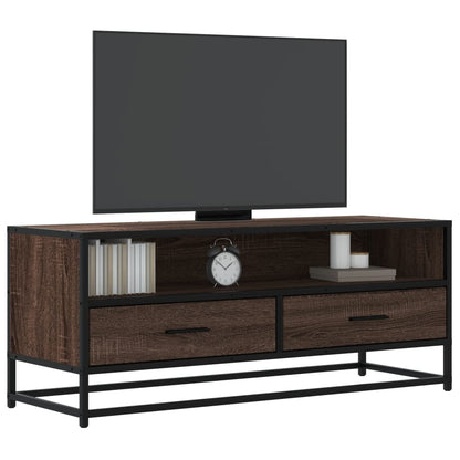vidaXL TV Cabinet Brown Oak 100x34,5x40 cm Engineered Wood and Metal