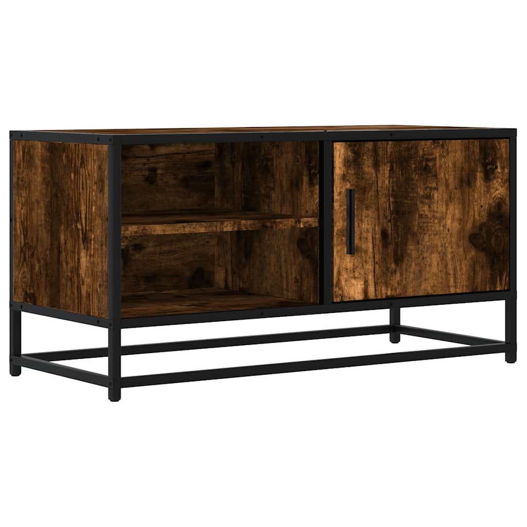 vidaXL TV Cabinet Smoked Oak 80x34,5x40 cm Engineered Wood and Metal