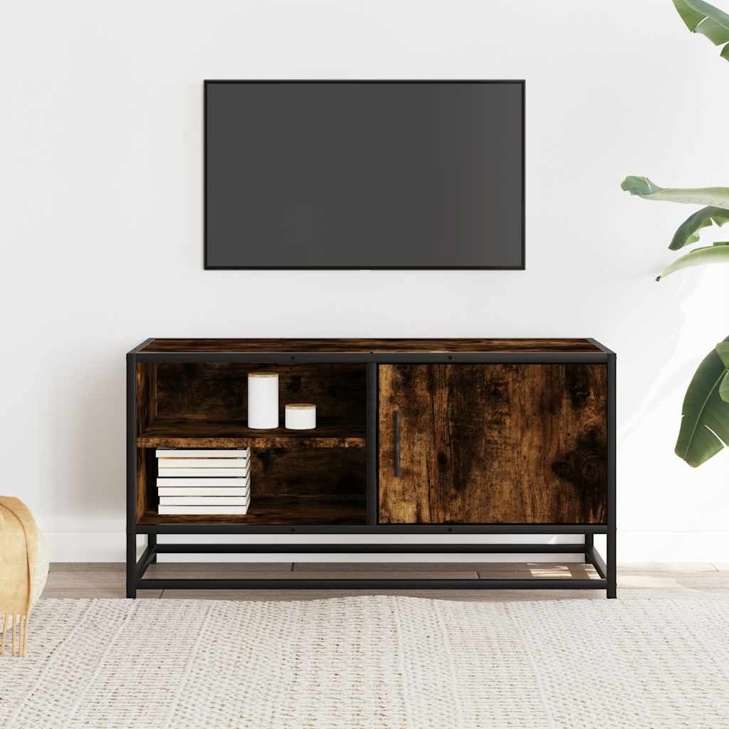vidaXL TV Cabinet Smoked Oak 80x34,5x40 cm Engineered Wood and Metal