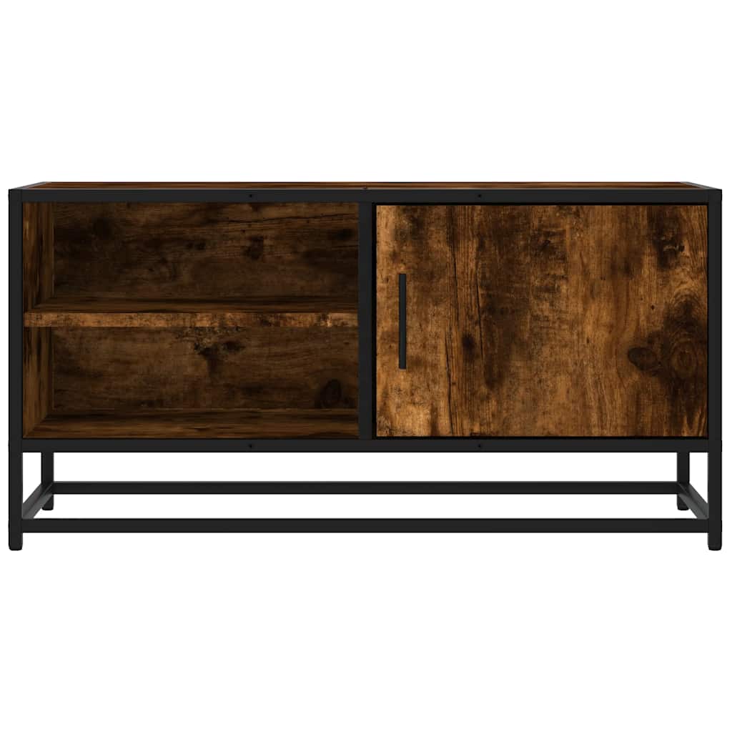 vidaXL TV Cabinet Smoked Oak 80x34.5x40 cm Engineered Wood and Metal