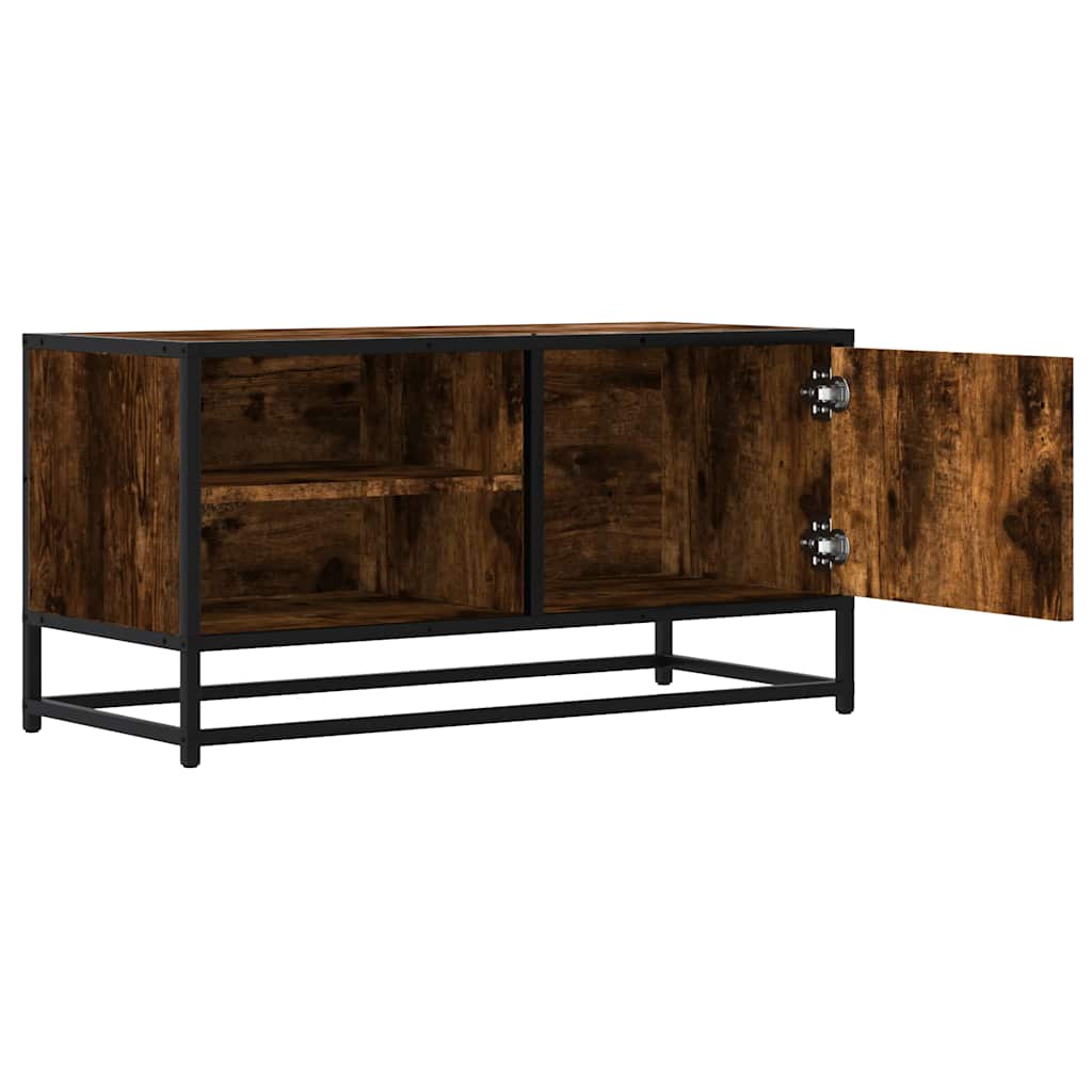 vidaXL TV Cabinet Smoked Oak 80x34,5x40 cm Engineered Wood and Metal