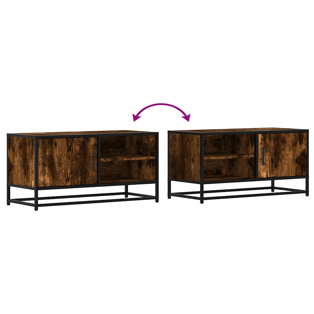 vidaXL TV Cabinet Smoked Oak 80x34.5x40 cm Engineered Wood and Metal