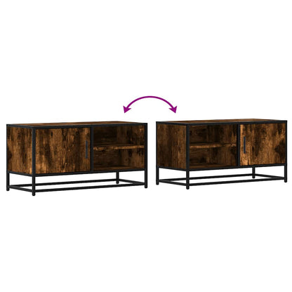 vidaXL TV Cabinet Smoked Oak 80x34,5x40 cm Engineered Wood and Metal