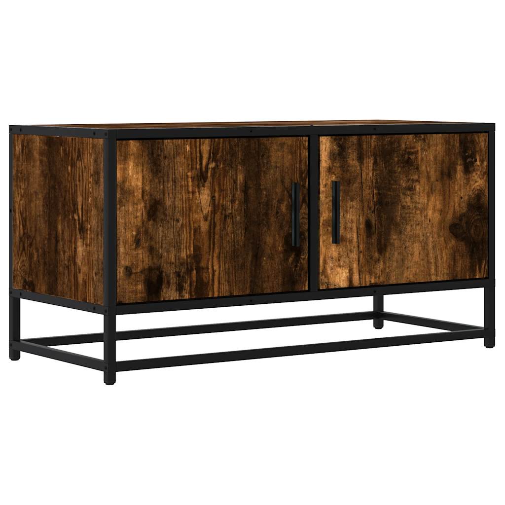 vidaXL TV Cabinet Smoked Oak 80x34.5x40 cm Engineered Wood and Metal