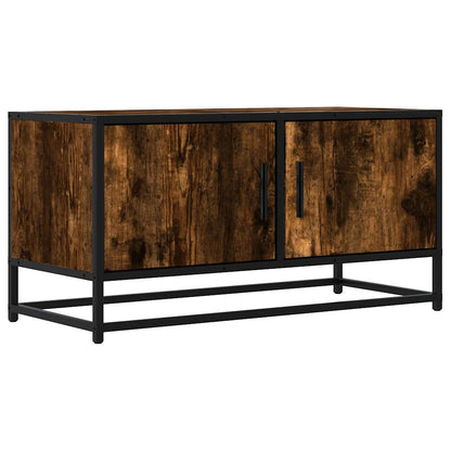 vidaXL TV Cabinet Smoked Oak 80x34.5x40 cm Engineered Wood and Metal
