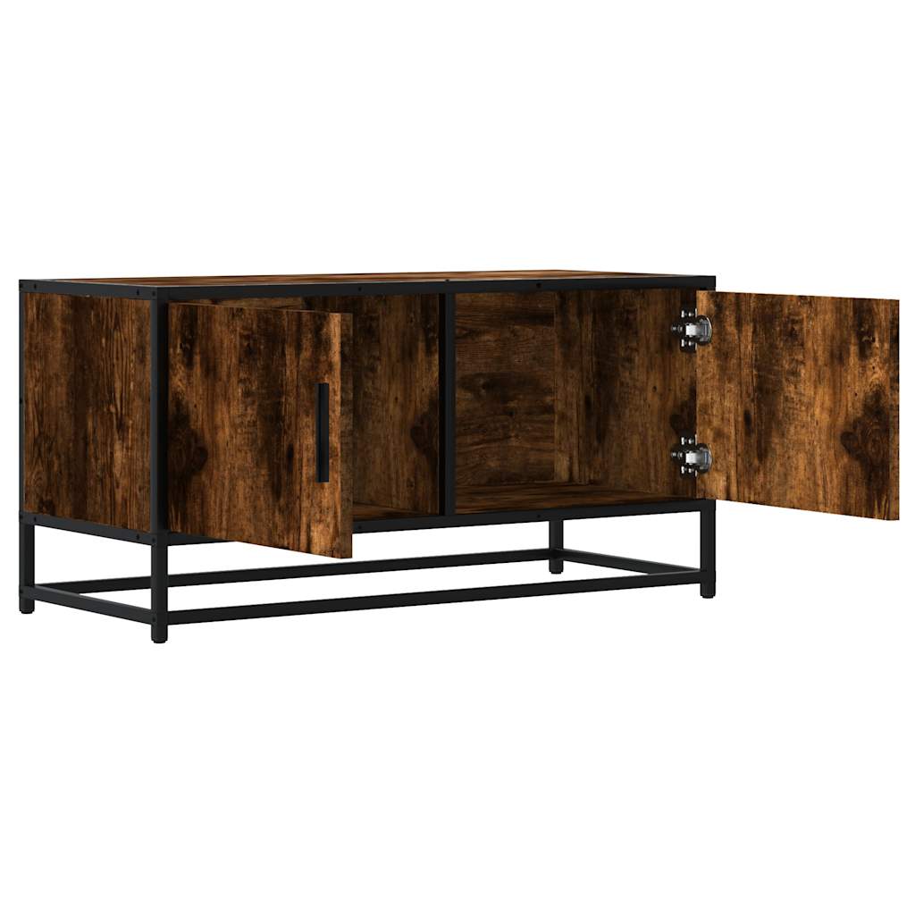 vidaXL TV Cabinet Smoked Oak 80x34.5x40 cm Engineered Wood and Metal