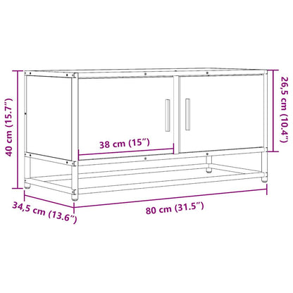 vidaXL TV Cabinet Smoked Oak 80x34.5x40 cm Engineered Wood and Metal