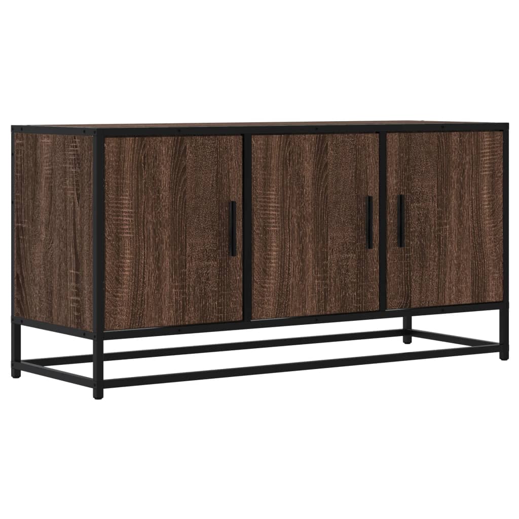 vidaXL TV Cabinet Brown Oak 100x35x50 cm Engineered Wood and Metal