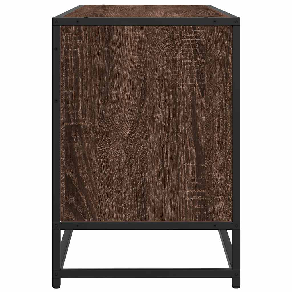 vidaXL TV Cabinet Brown Oak 100x35x50 cm Engineered Wood and Metal
