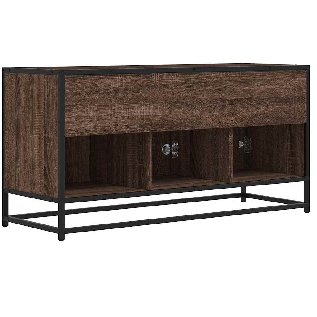 vidaXL TV Cabinet Brown Oak 100x35x50 cm Engineered Wood and Metal