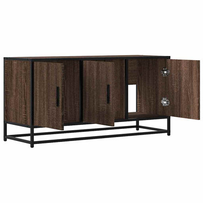 vidaXL TV Cabinet Brown Oak 100x35x50 cm Engineered Wood and Metal