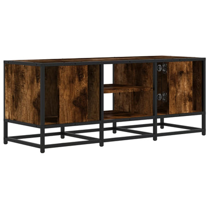 vidaXL TV Cabinet Smoked Oak 100x35x41 cm Engineered Wood and Metal