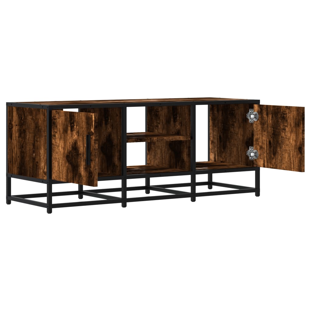 vidaXL TV Cabinet Smoked Oak 100x35x41 cm Engineered Wood and Metal