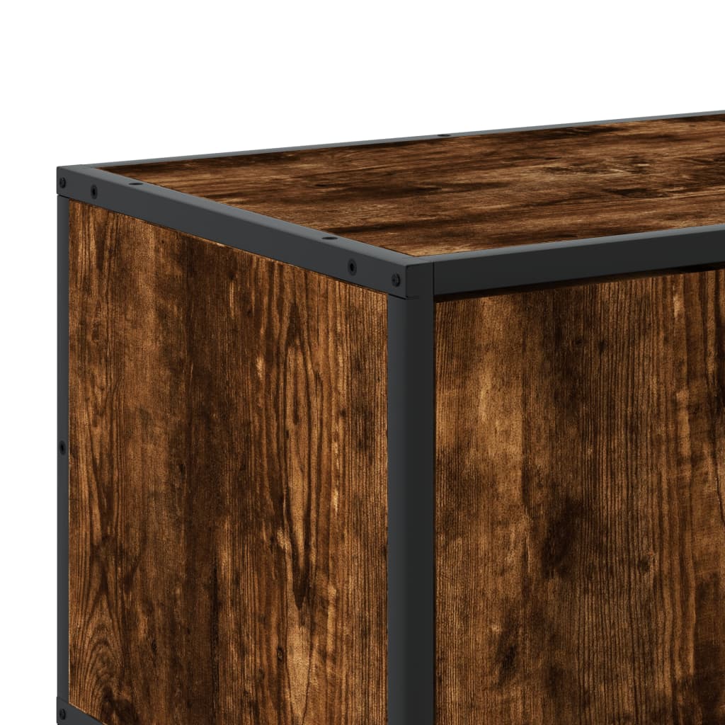 vidaXL TV Cabinet Smoked Oak 100x35x41 cm Engineered Wood and Metal