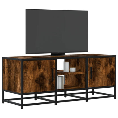 vidaXL TV Cabinet Smoked Oak 100x35x41 cm Engineered Wood and Metal