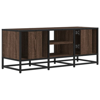 vidaXL TV Cabinet Brown Oak 100x35x41 cm Engineered Wood and Metal