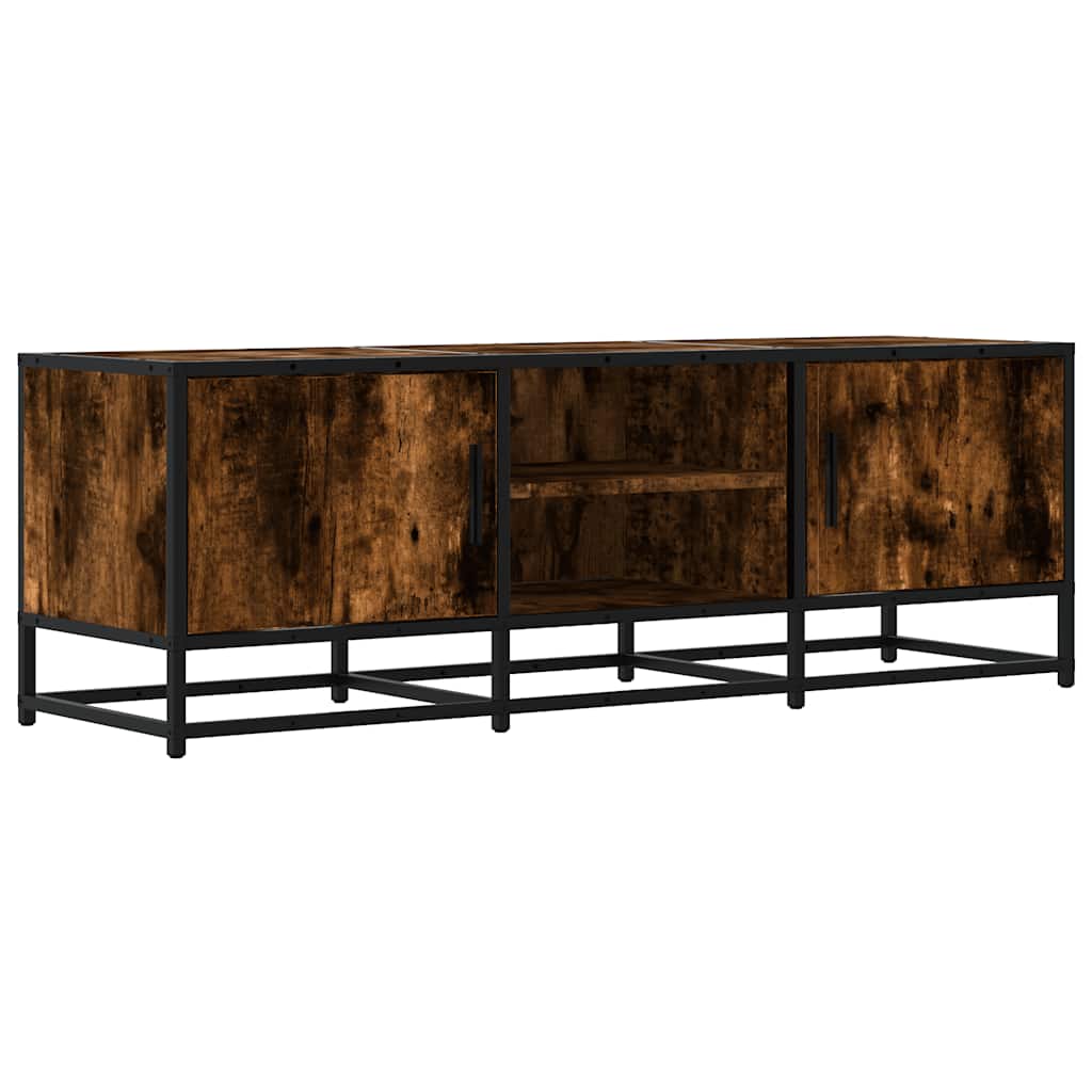 vidaXL TV Cabinet Smoked Oak 120x35x41 cm Engineered Wood and Metal