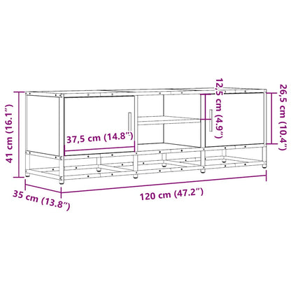 vidaXL TV Cabinet Smoked Oak 120x35x41 cm Engineered Wood and Metal