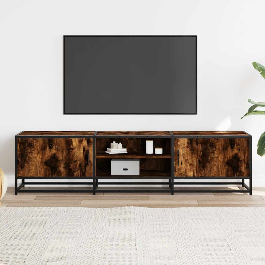 vidaXL TV Cabinet Smoked Oak 160x35x41 cm Engineered Wood and Metal
