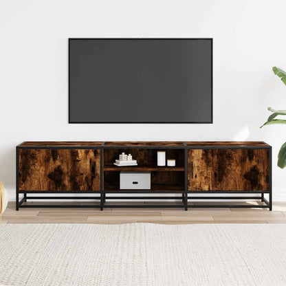 vidaXL TV Cabinet Smoked Oak 160x35x41 cm Engineered Wood and Metal