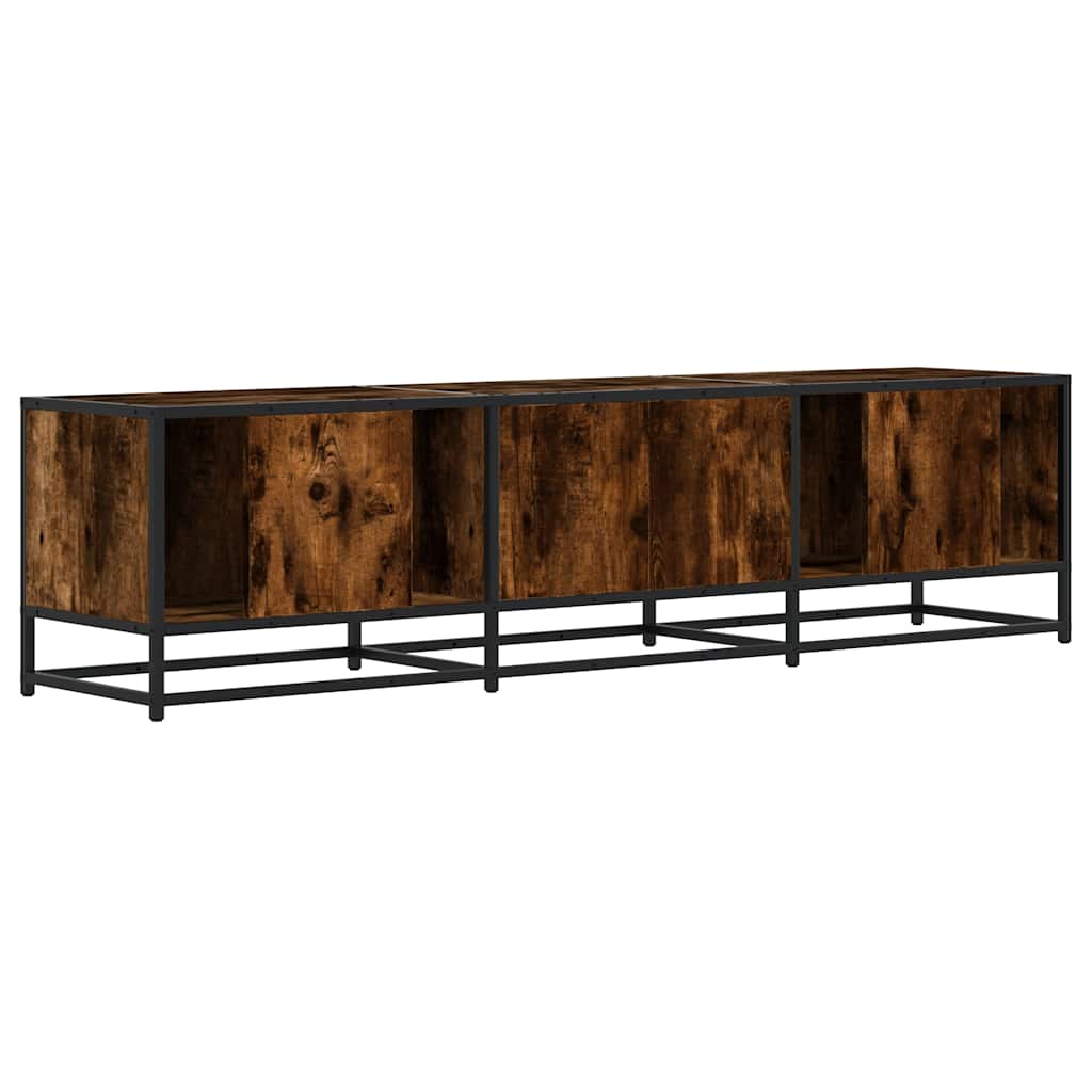 vidaXL TV Cabinet Smoked Oak 160x35x41 cm Engineered Wood and Metal