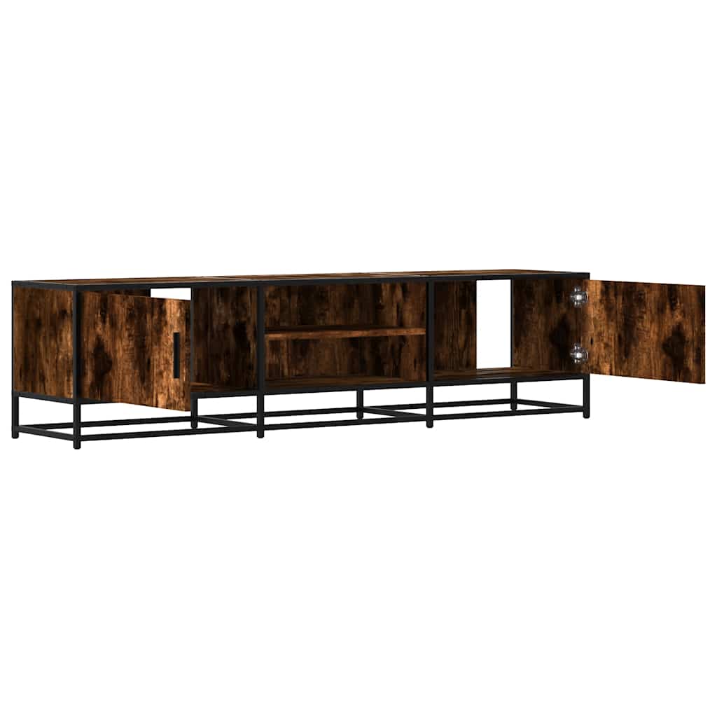 vidaXL TV Cabinet Smoked Oak 160x35x41 cm Engineered Wood and Metal