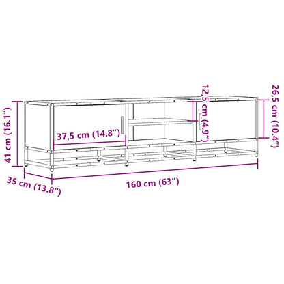 vidaXL TV Cabinet Smoked Oak 160x35x41 cm Engineered Wood and Metal