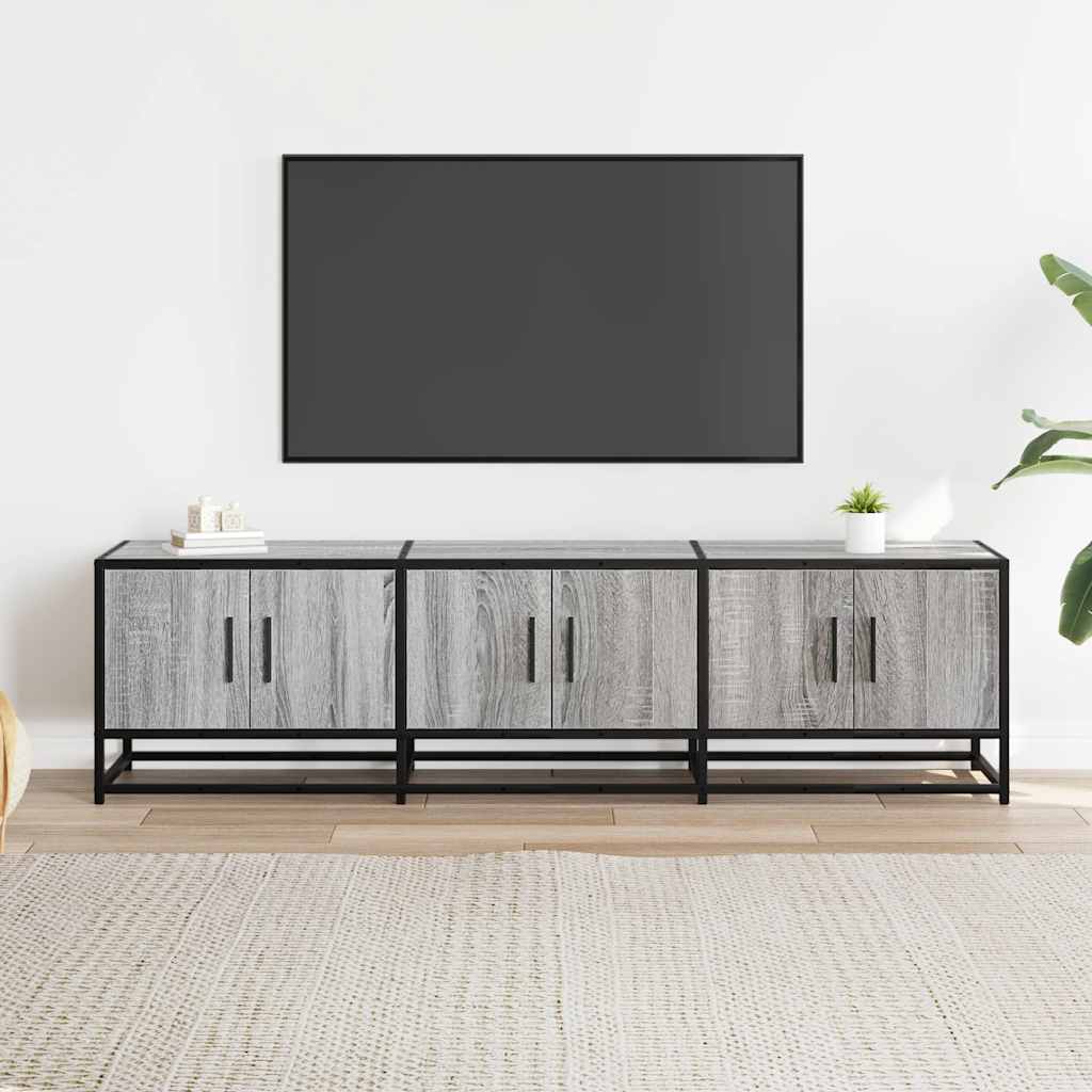 vidaXL TV Cabinet Grey Sonoma 150x35x41 cm Engineered Wood and Metal