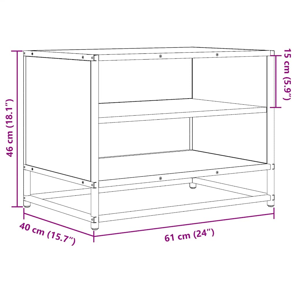 vidaXL TV Cabinet Black 61x40x46 cm Engineered Wood and Metal