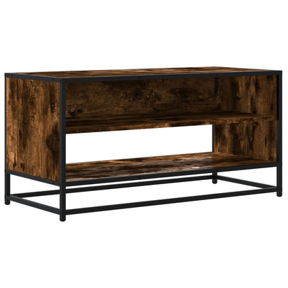 vidaXL TV Cabinet Smoked Oak 91x40x46 cm Engineered Wood and Metal