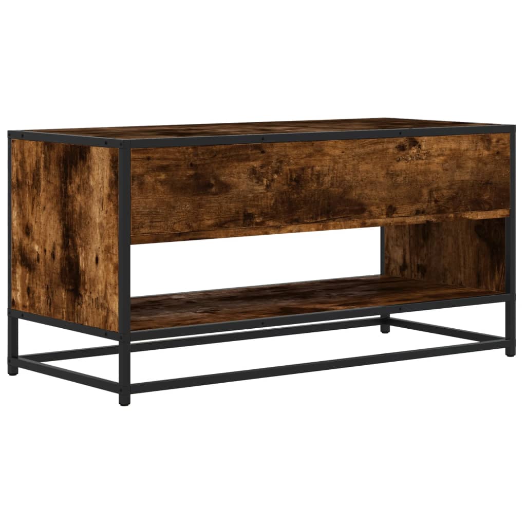 vidaXL TV Cabinet Smoked Oak 91x40x46 cm Engineered Wood and Metal