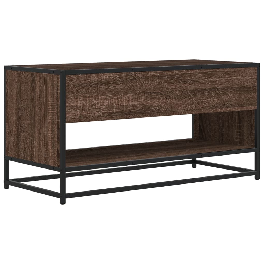 vidaXL TV Cabinet Brown Oak 91x40x46 cm Engineered Wood and Metal