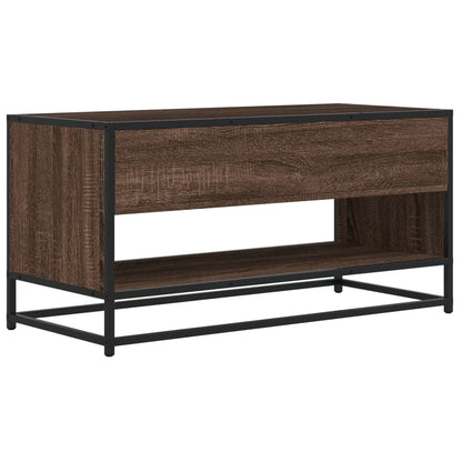 vidaXL TV Cabinet Brown Oak 91x40x46 cm Engineered Wood and Metal