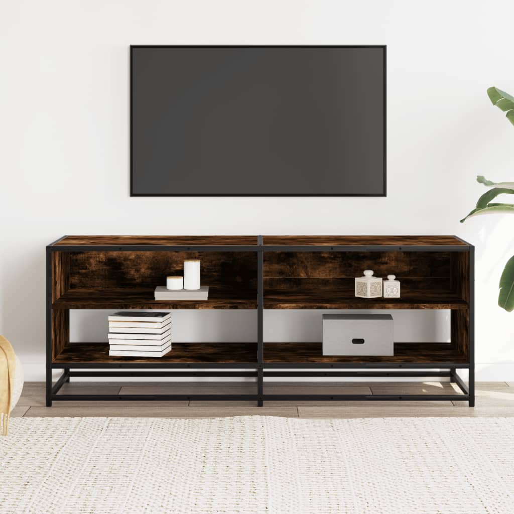 vidaXL TV Cabinet Smoked Oak 120,5x40x46 cm Engineered Wood and Metal