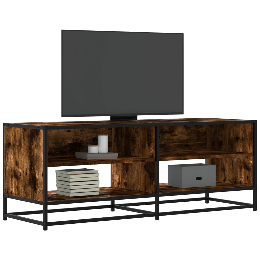 vidaXL TV Cabinet Smoked Oak 120,5x40x46 cm Engineered Wood and Metal