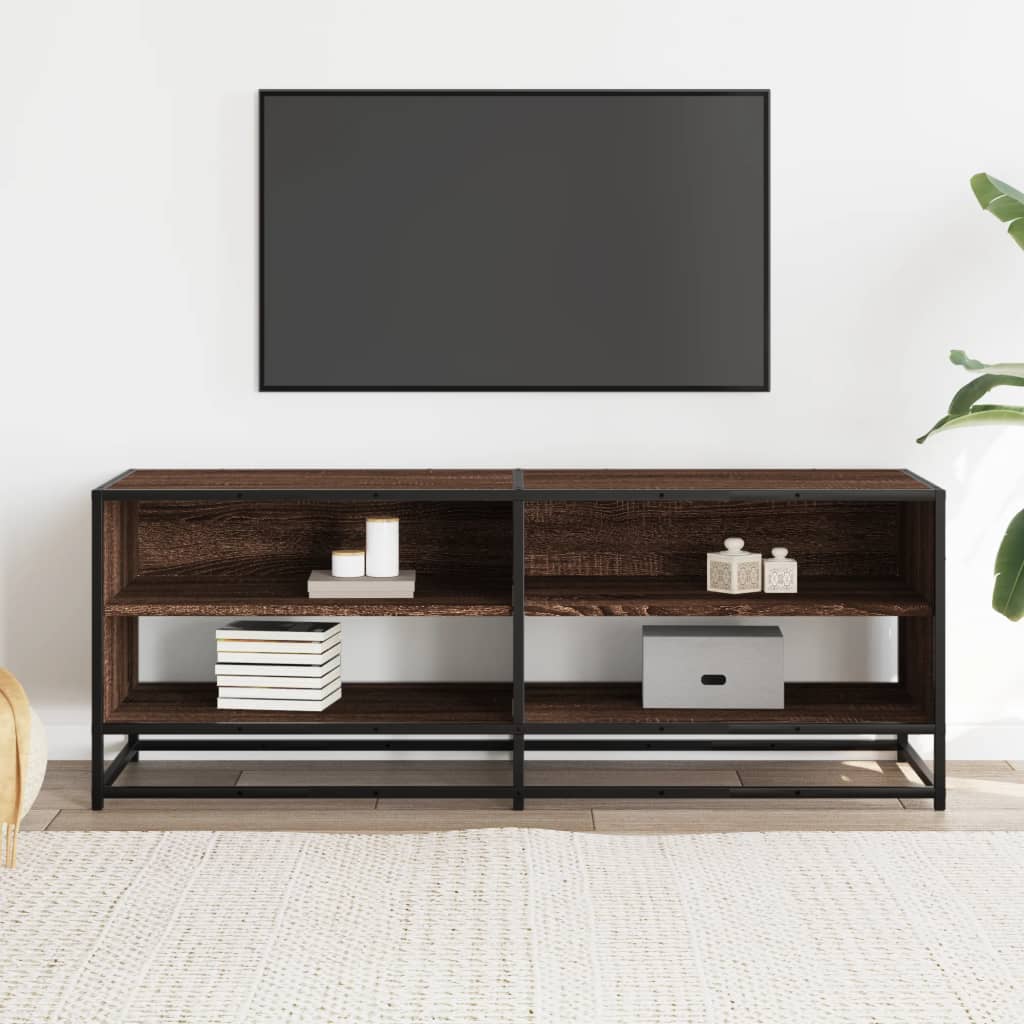vidaXL TV Cabinet Brown Oak 120.5x40x46 cm Engineered Wood and Metal