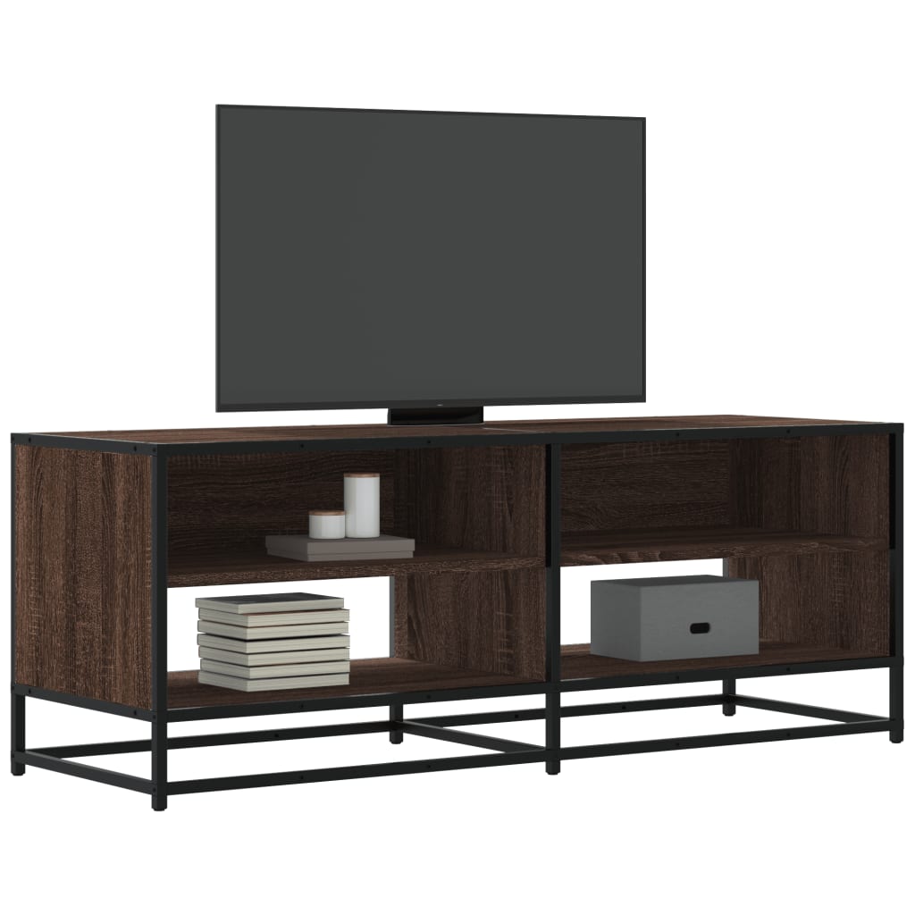 vidaXL TV Cabinet Brown Oak 120.5x40x46 cm Engineered Wood and Metal