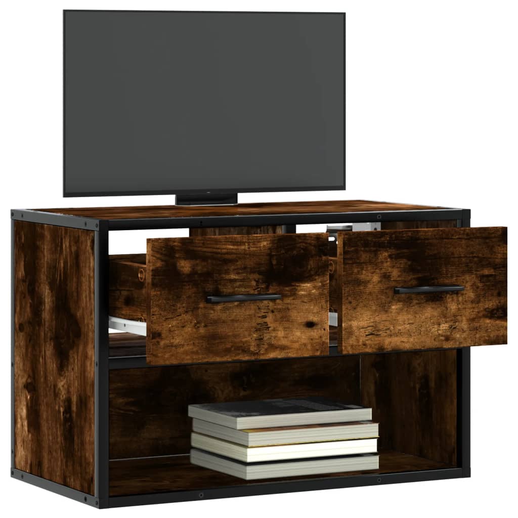 vidaXL TV Cabinet Smoked Oak 60x31x39.5 cm Wood and Metal