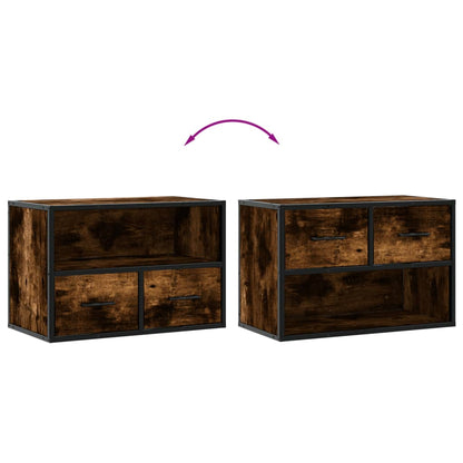 vidaXL TV Cabinet Smoked Oak 60x31x39.5 cm Wood and Metal