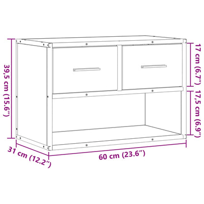 vidaXL TV Cabinet Smoked Oak 60x31x39.5 cm Wood and Metal