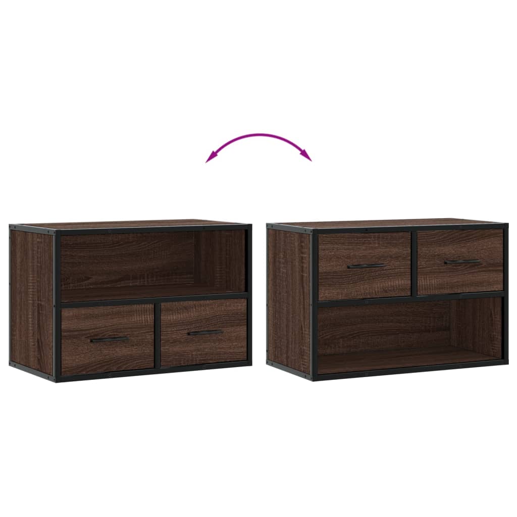 vidaXL TV Cabinet Brown Oak 60x31x39,5 cm Engineered Wood and Metal