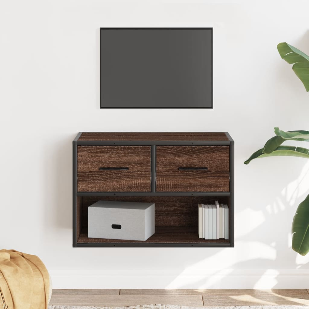 vidaXL TV Cabinet Brown Oak 60x31x39,5 cm Engineered Wood and Metal