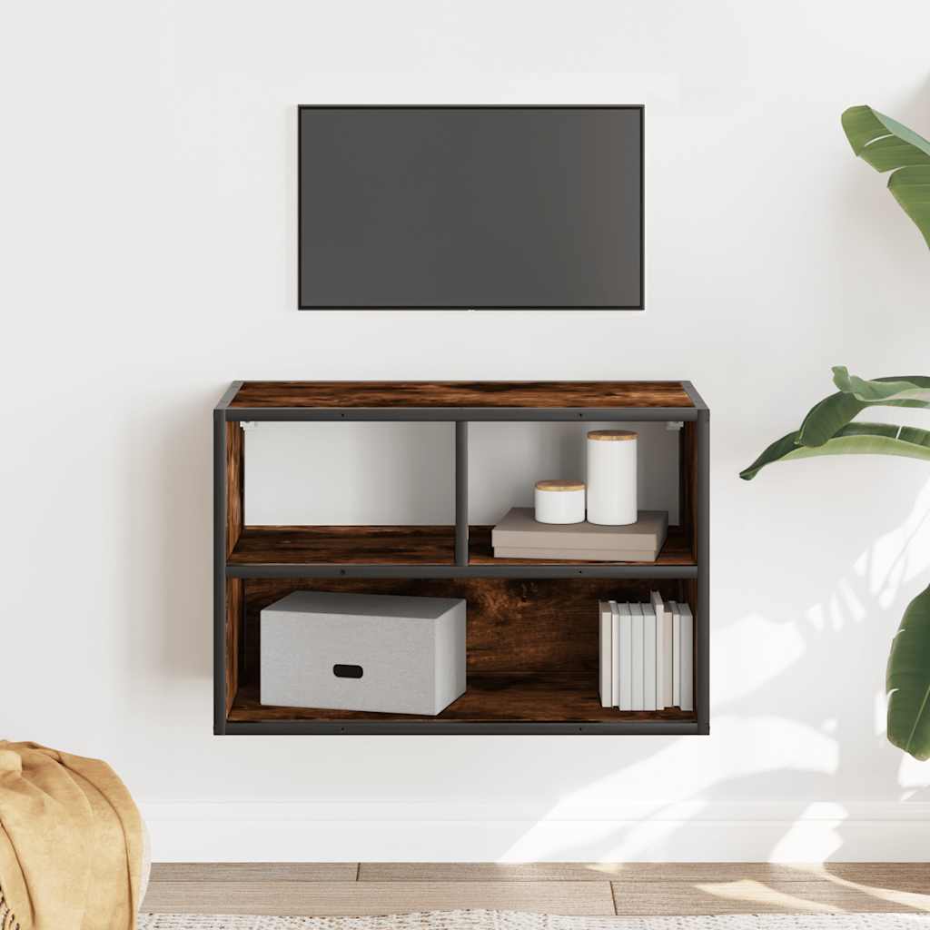 vidaXL TV Cabinet Smoked Oak 60x31x39.5 cm Engineered Wood and Metal