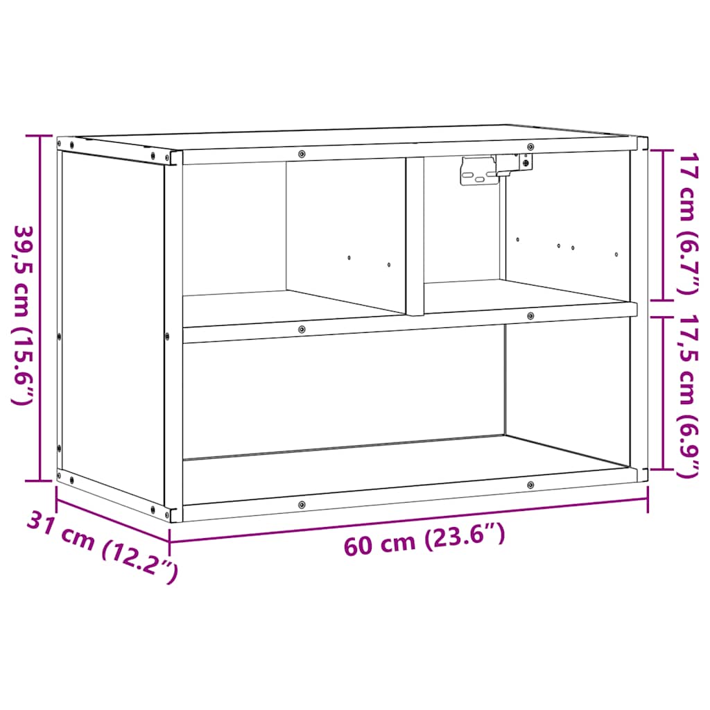 vidaXL TV Cabinet Smoked Oak 60x31x39.5 cm Engineered Wood and Metal