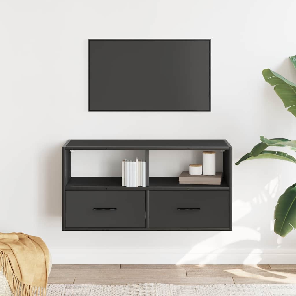 vidaXL TV Cabinet Black 80x31x39,5 cm Engineered Wood and Metal