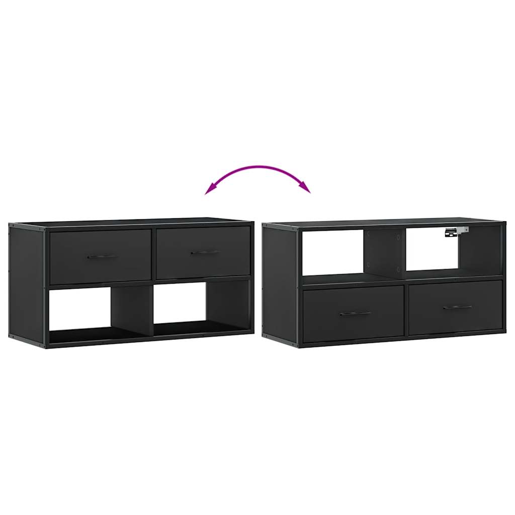 vidaXL TV Cabinet Black 80x31x39.5 cm Engineered Wood and Metal