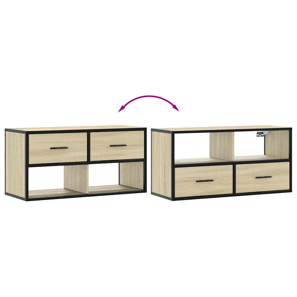 vidaXL TV Cabinet Sonoma Oak 80x31x39.5 cm Engineered Wood and Metal